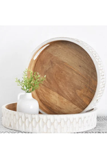 PD Home & Garden Mango Wood Tray with Textured White Edge Small