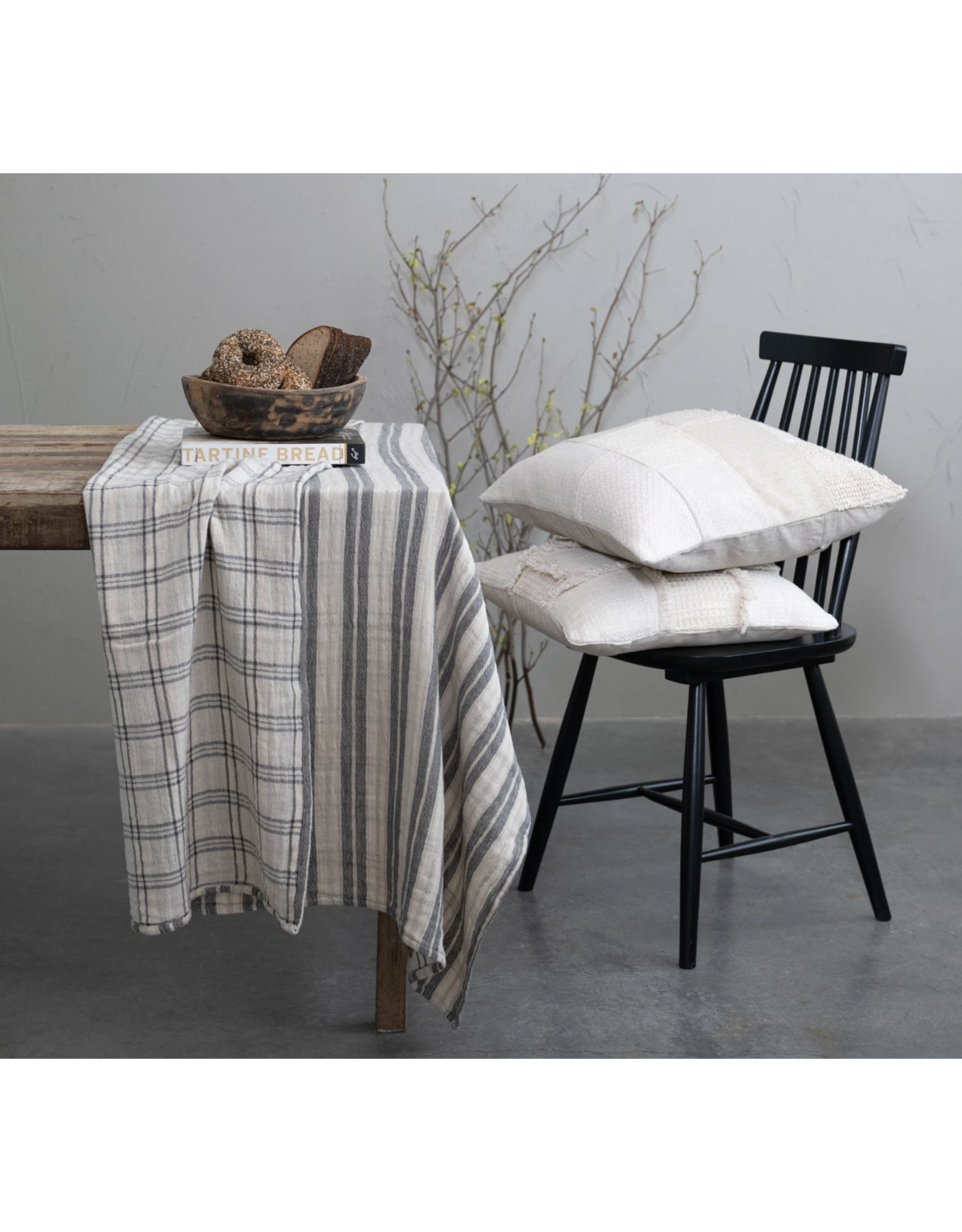 Creative Co-Op Stripe/Plaid Double Sided Cloth Tablecloth