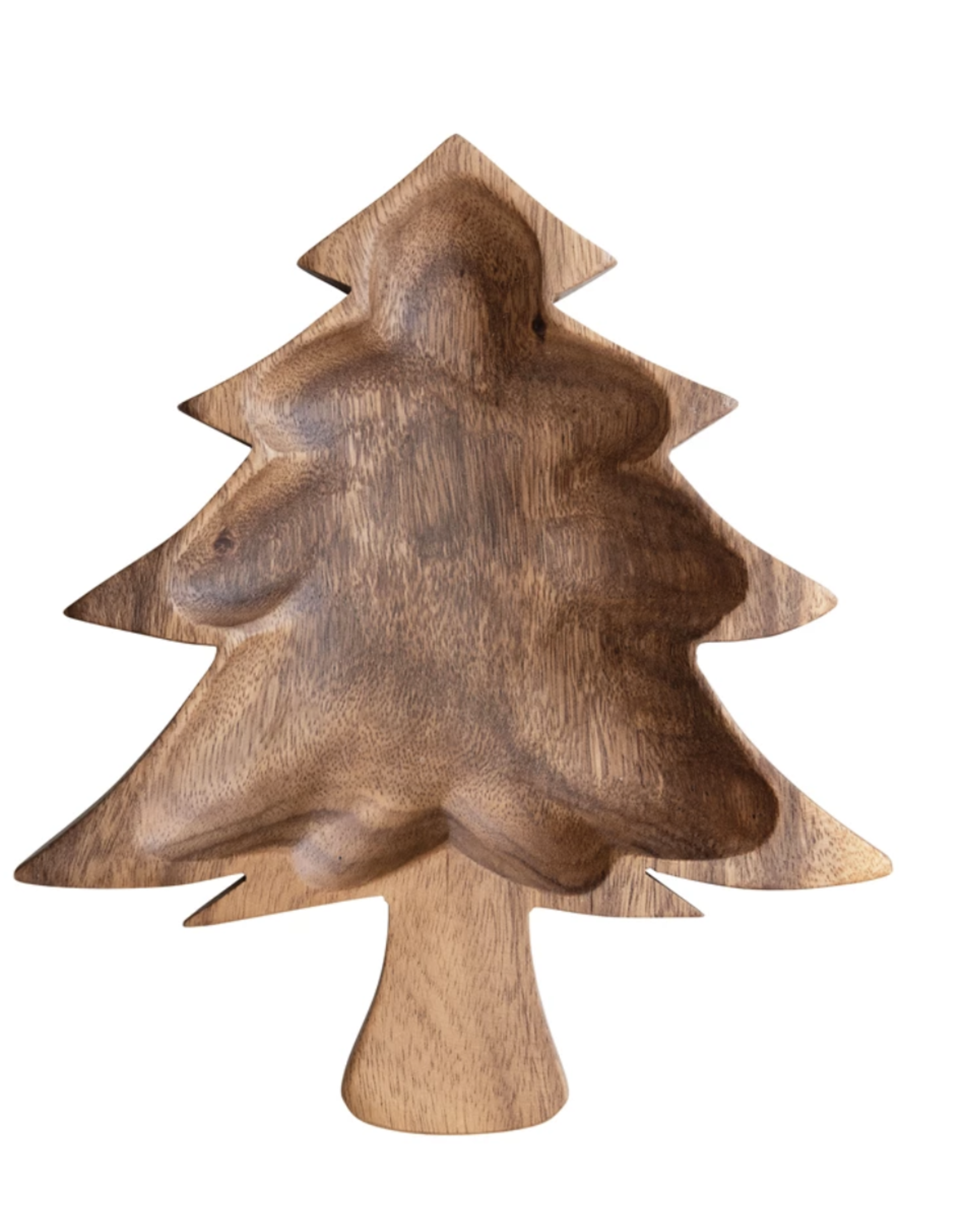 Creative Co-Op Acacia Wood Christmas Tree Shaped Bowl