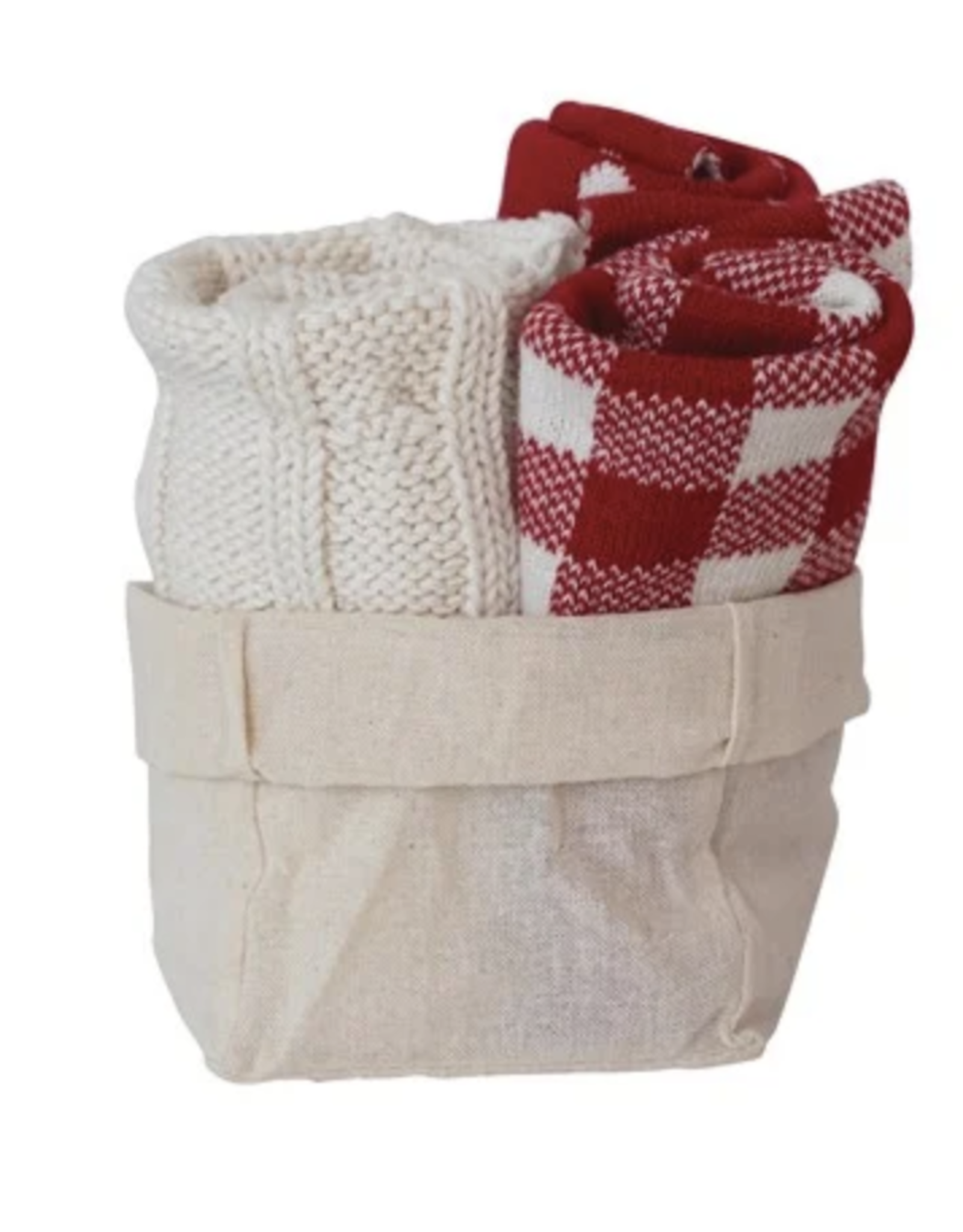 Creative Co-Op Cotton Knit Dish Cloths with Patterns, set of 3