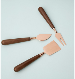 Be Home Copper & Wood Cheese Tools, set of 3