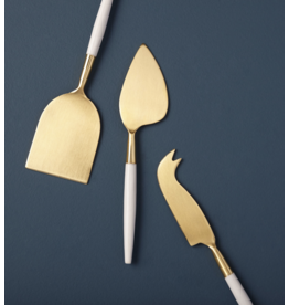 Be Home White & Gold Cheese Tools, set of 3