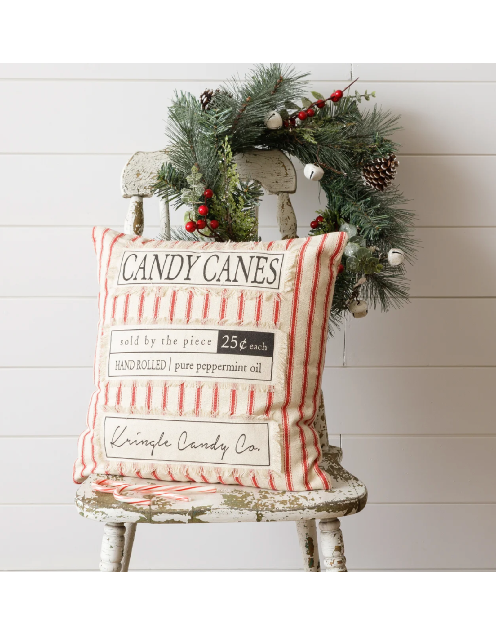 audreys Striped Candy Cane Pillow