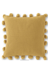 K & K Moss Stitch Knit Pillow with Pompom Trim
