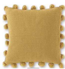 K & K Moss Stitch Knit Pillow with Pompom Trim