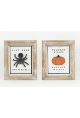 Adams & Co. Just Keep Spinning/Pumpkin Kisses Reversible Sign, 10 x 12