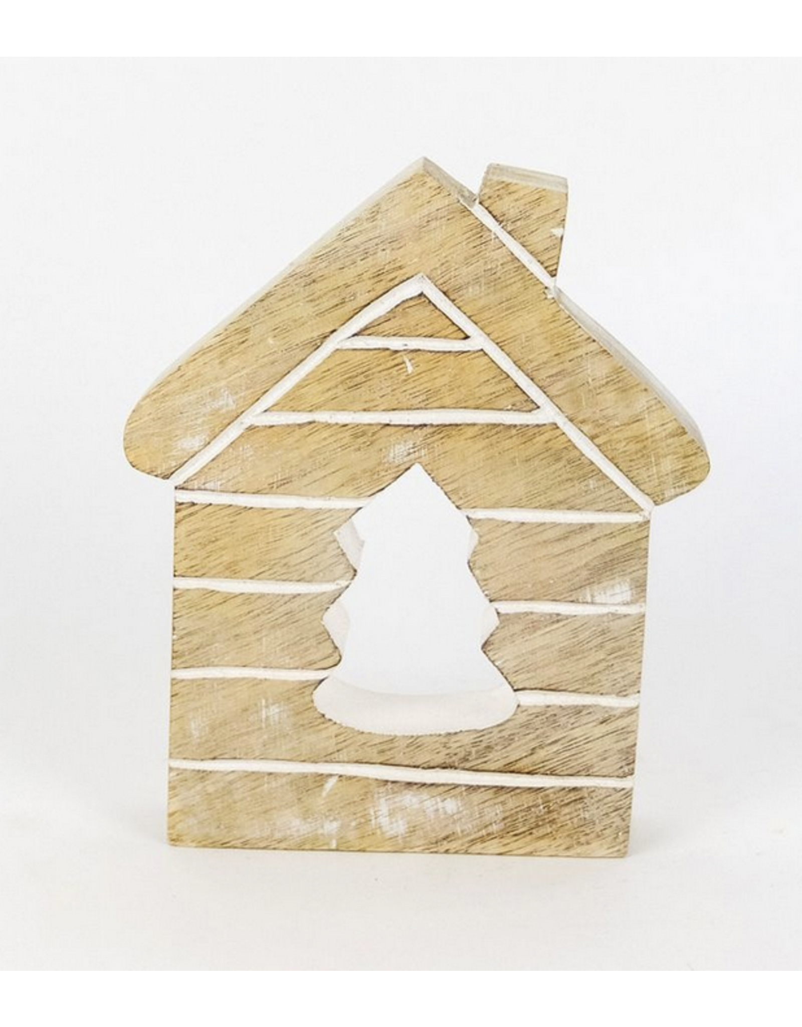 Adams & Co. Mango Wood House with Christmas Tree Cutout