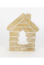 Adams & Co. Mango Wood House with Christmas Tree Cutout