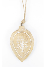 Adams & Co. Mango Wood Snowflake Teardrop Ornament