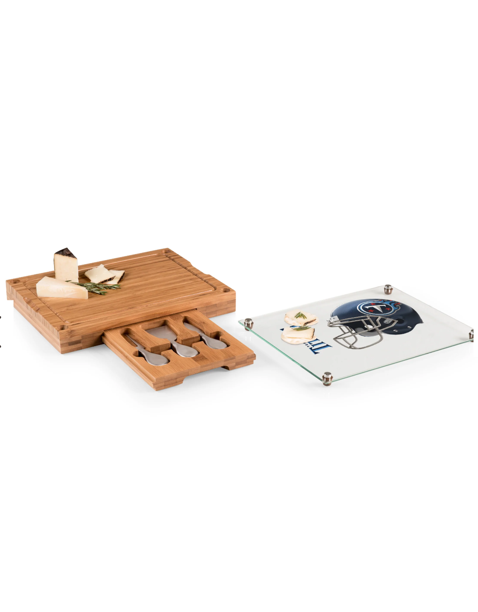 Tennessee Titans Bamboo Cutting & Serving Board with Utensils Set