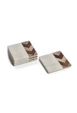 Zodax Marble & Chevron Wood Design Coasters, set of 4