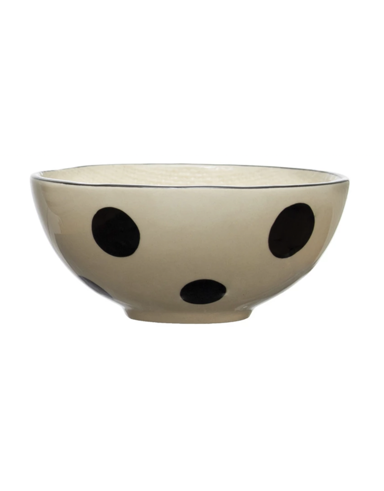 Creative Co-Op Hand Painted Stoneware Bowl, Black & Cream