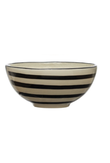 Creative Co-Op Hand Painted Stoneware Bowl, Black & Cream