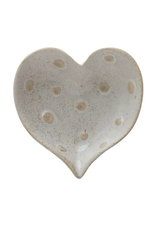 Creative Co-Op Stoneware Heart Shaped Dish with Polka Dots