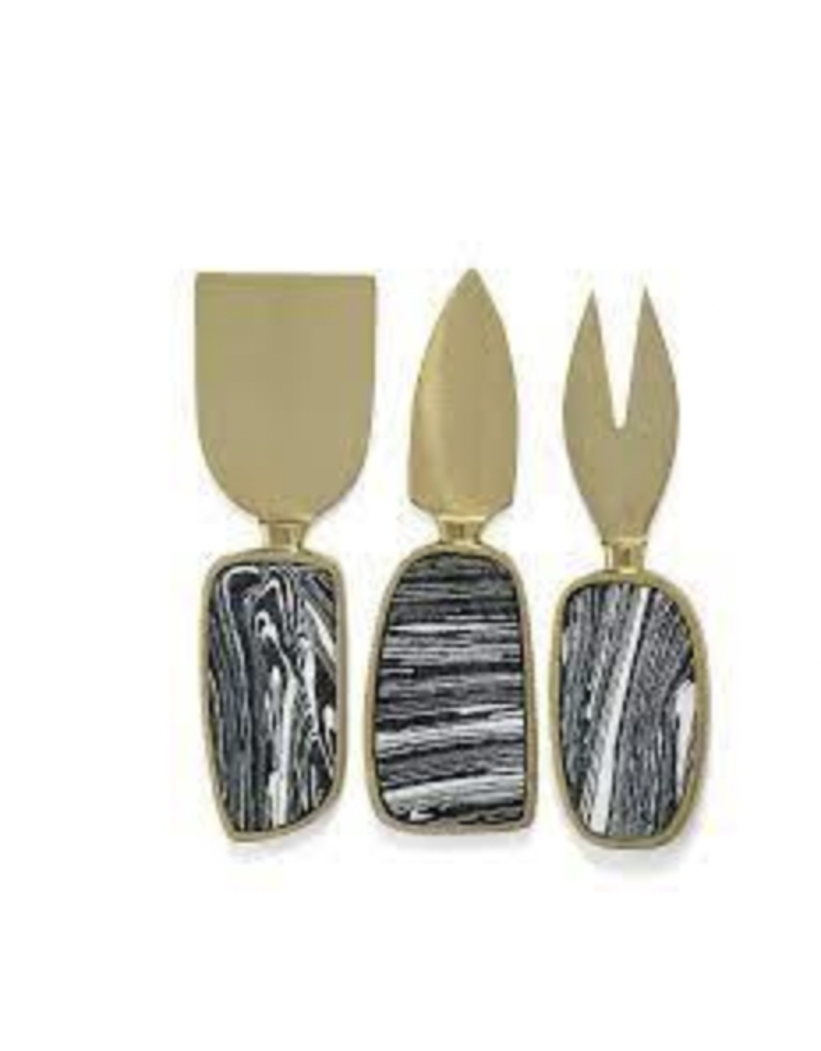 Zodax Amalfi Cheese Tool Black with Gold, set of 3