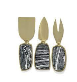 Zodax Amalfi Cheese Tool Black with Gold, set of 3