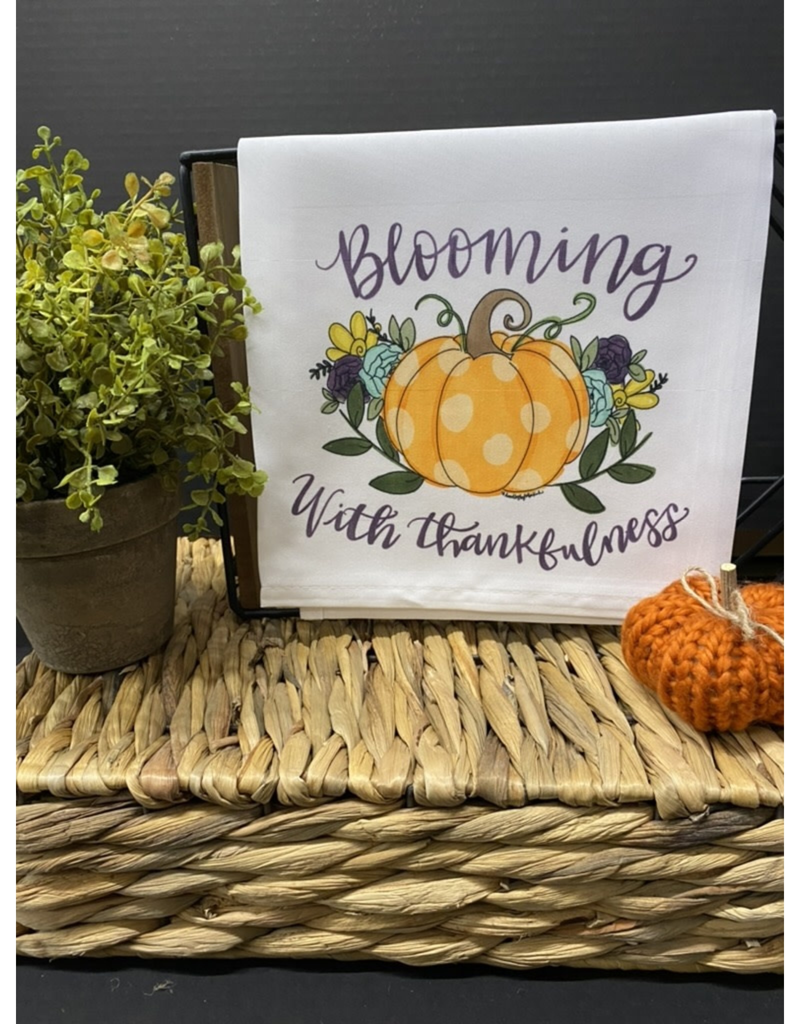 Doodles by Rebekah Blooming with Thankfulness Tea Towel