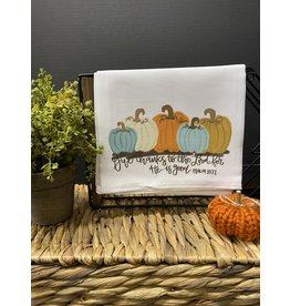 Doodles by Rebekah Give Thanks To The Lord, Pumpkin Tea Towel