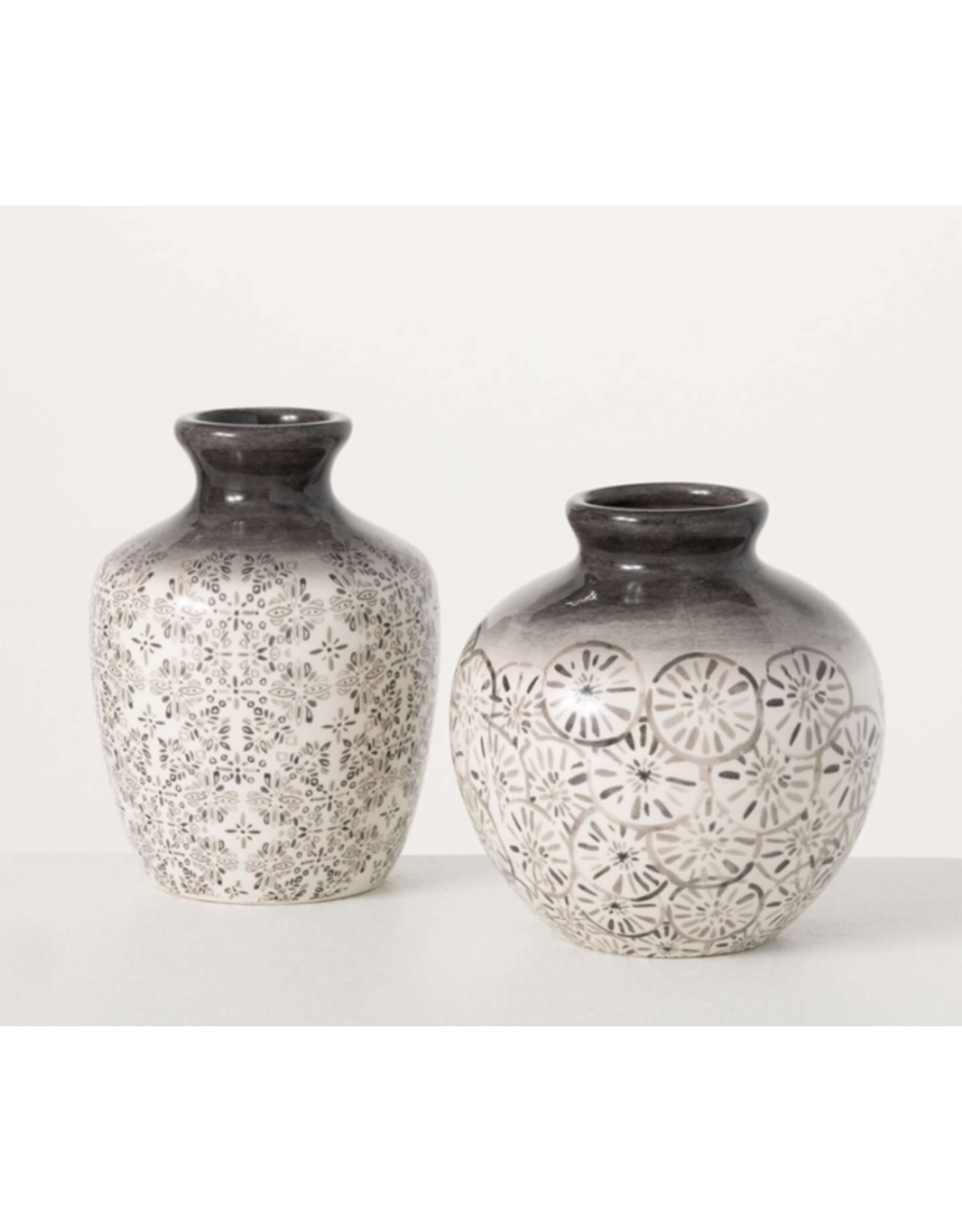 Sullivans Patterned Grey Burst Vases
