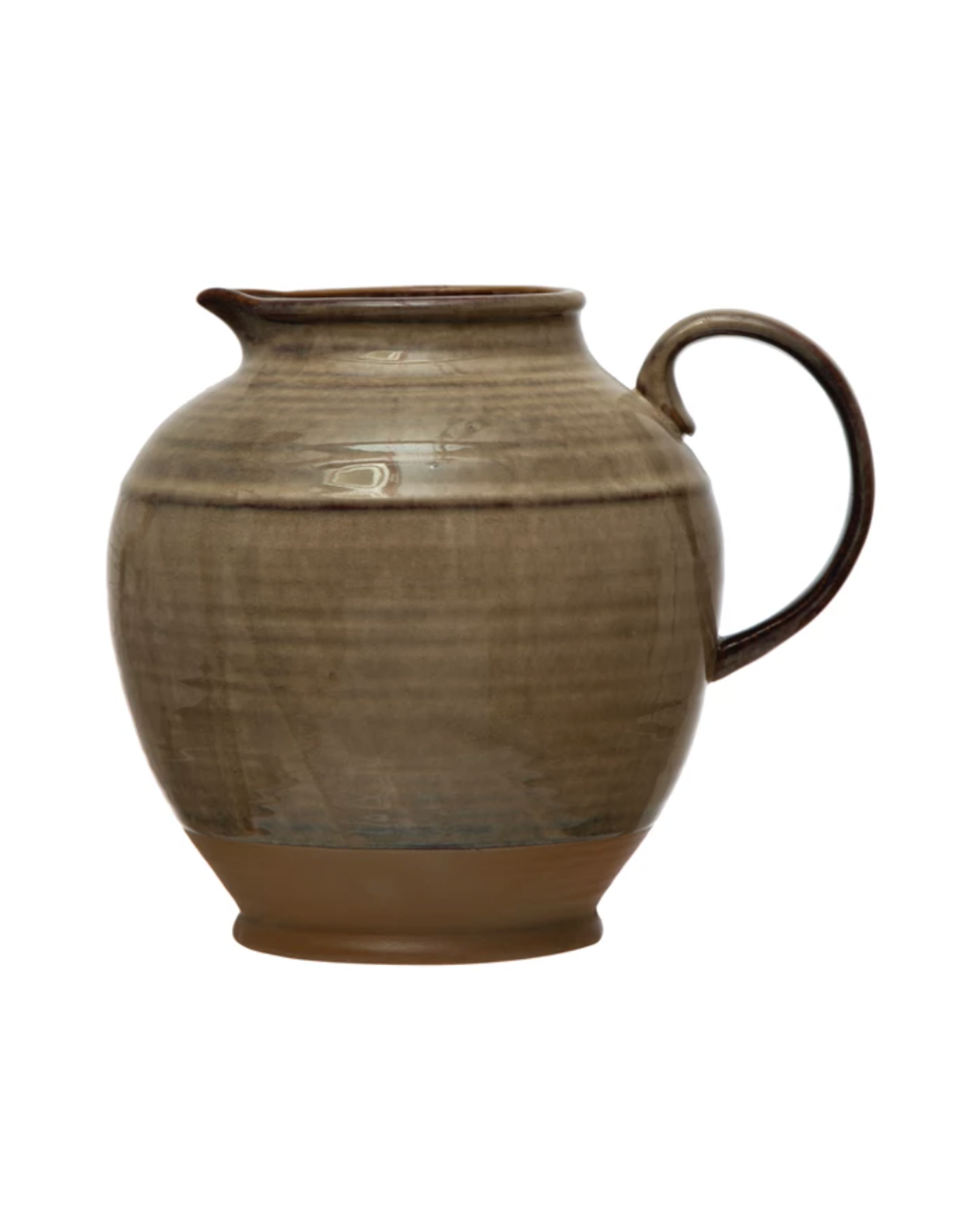 Creative Co-Op Stoneware Glazed Pitcher Brown