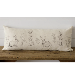 audreys Lumbar Pillow, Rabbit & Wildflowers