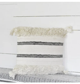 PD Home & Garden Black & White Stripe Pillow with Tassels