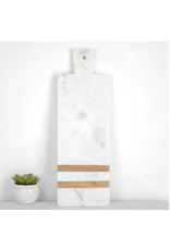 PD Home & Garden White Marble & Double Stripe Acacia Wood Serving Board