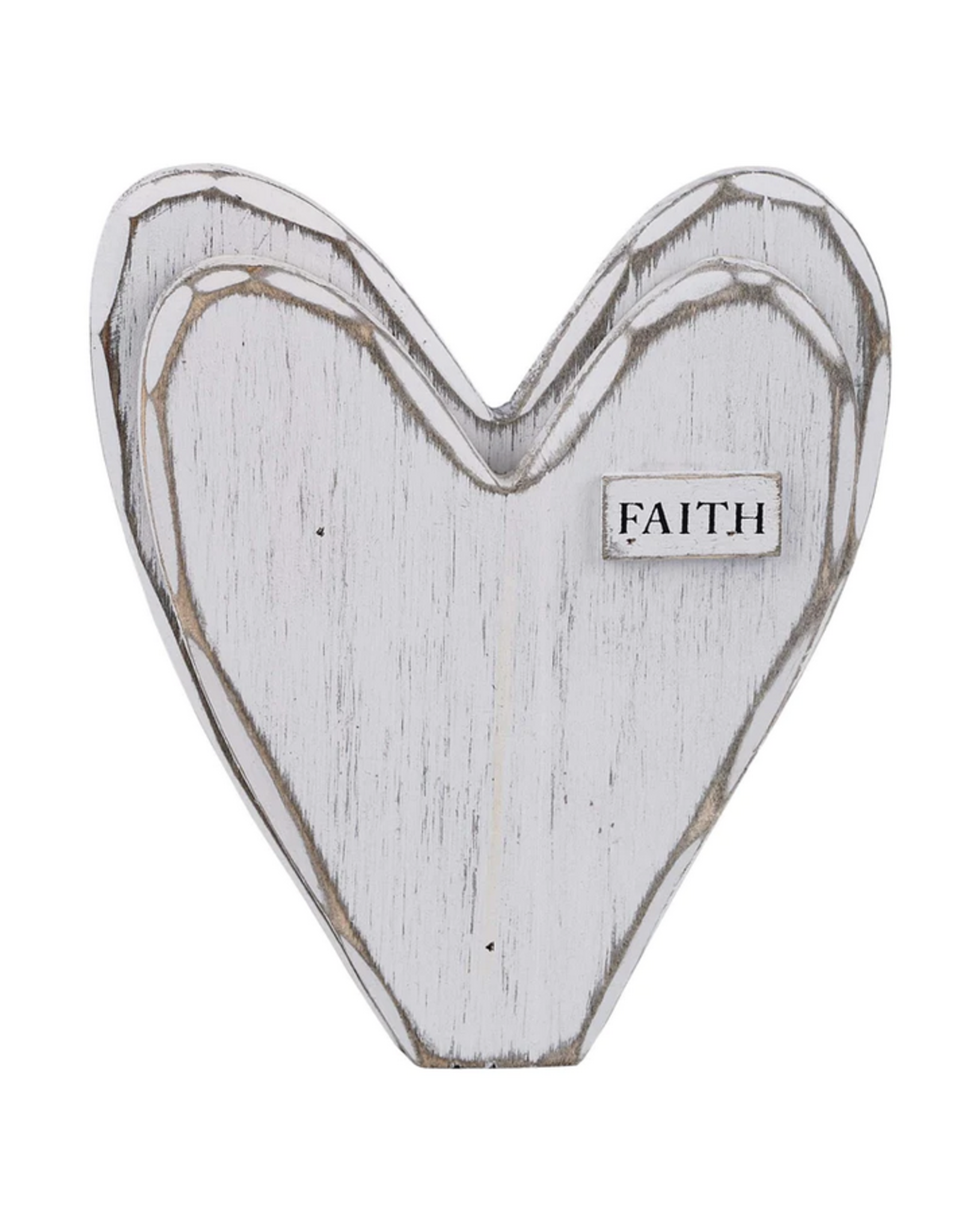 Glory Haus Faith White Wooden Heart