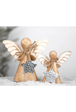 PD Home & Garden Wood Angel with Hammered Star (set of 2)