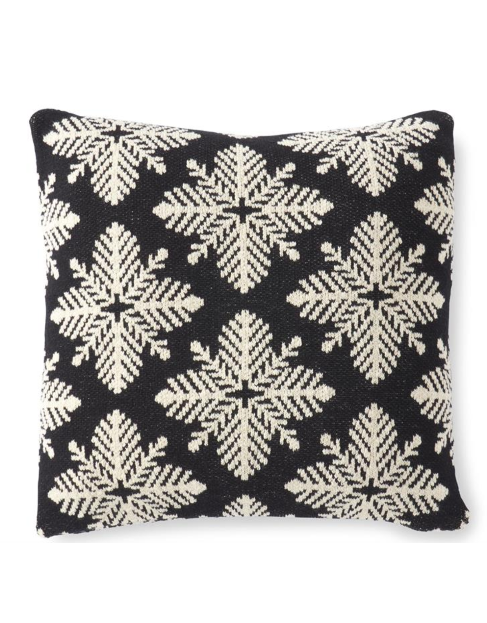 K & K 20" Square Black & White Knit Snowflake Pillow
