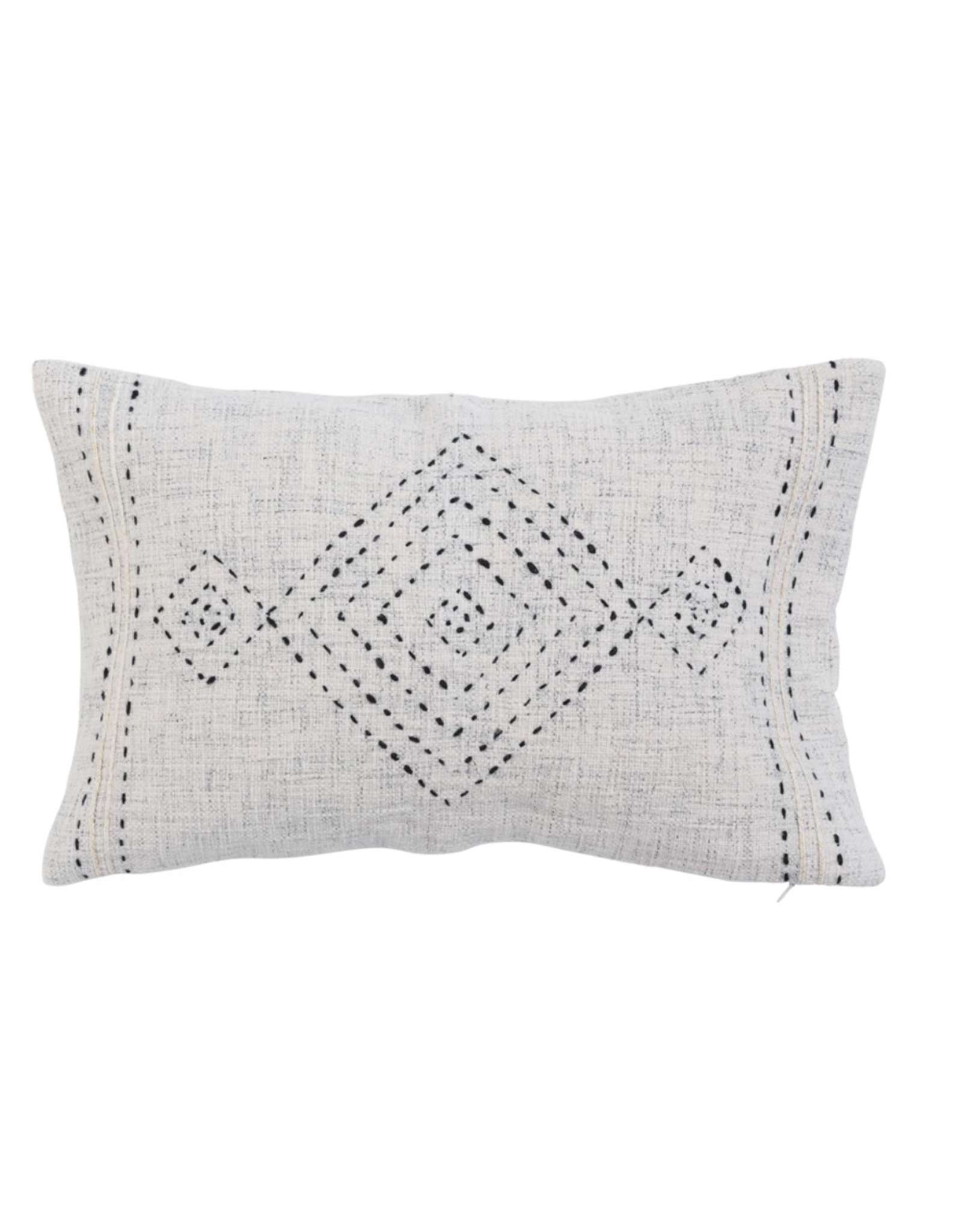 Creative Co-Op Cotton Lumbar Pillow Diamond with Gold Thread