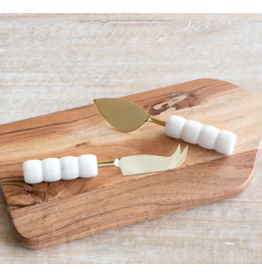 PD Home & Garden 2 Piece Gold & Marble Cheese Set