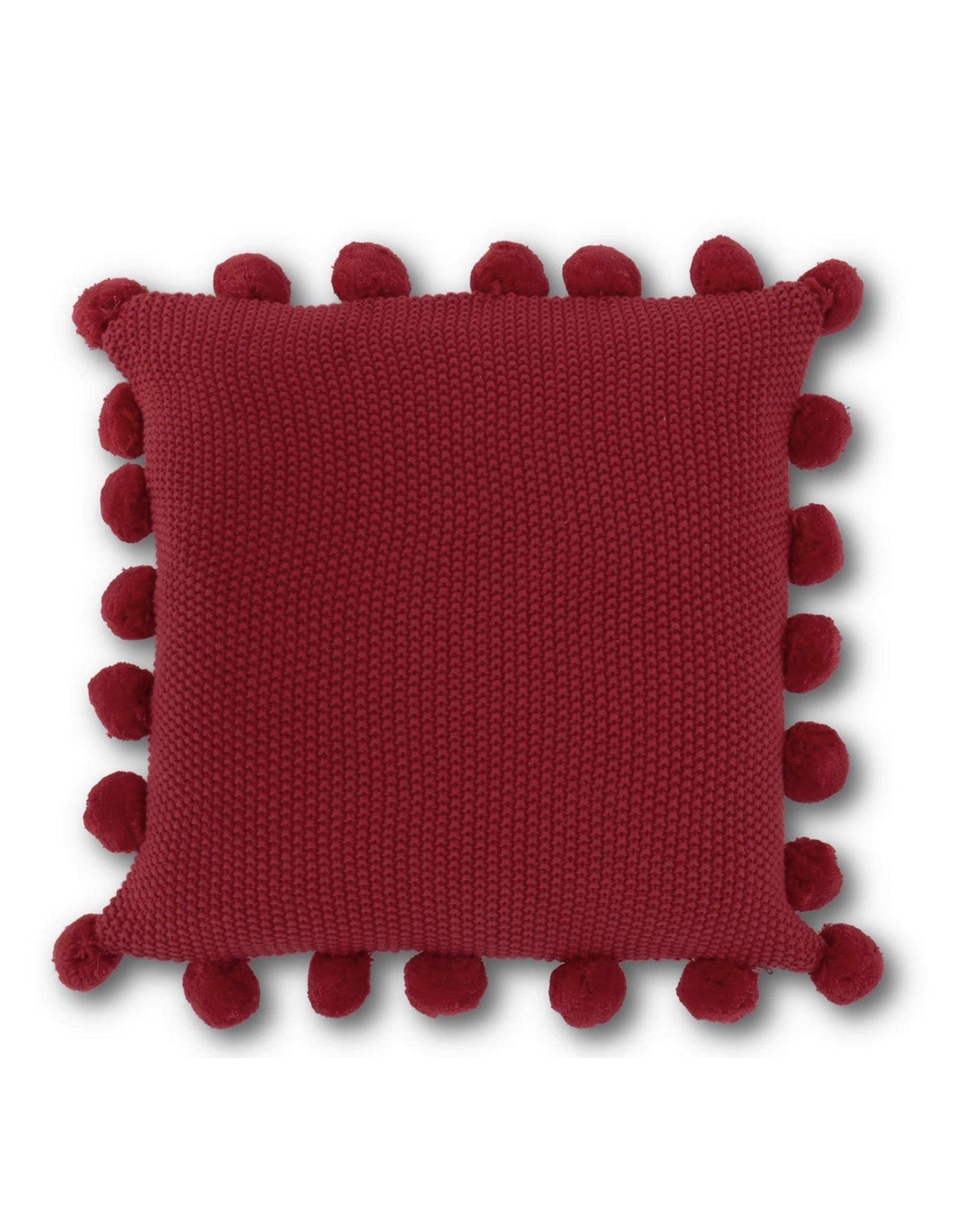 K & K Moss Stitch Knit Pillow with Pompom Trim