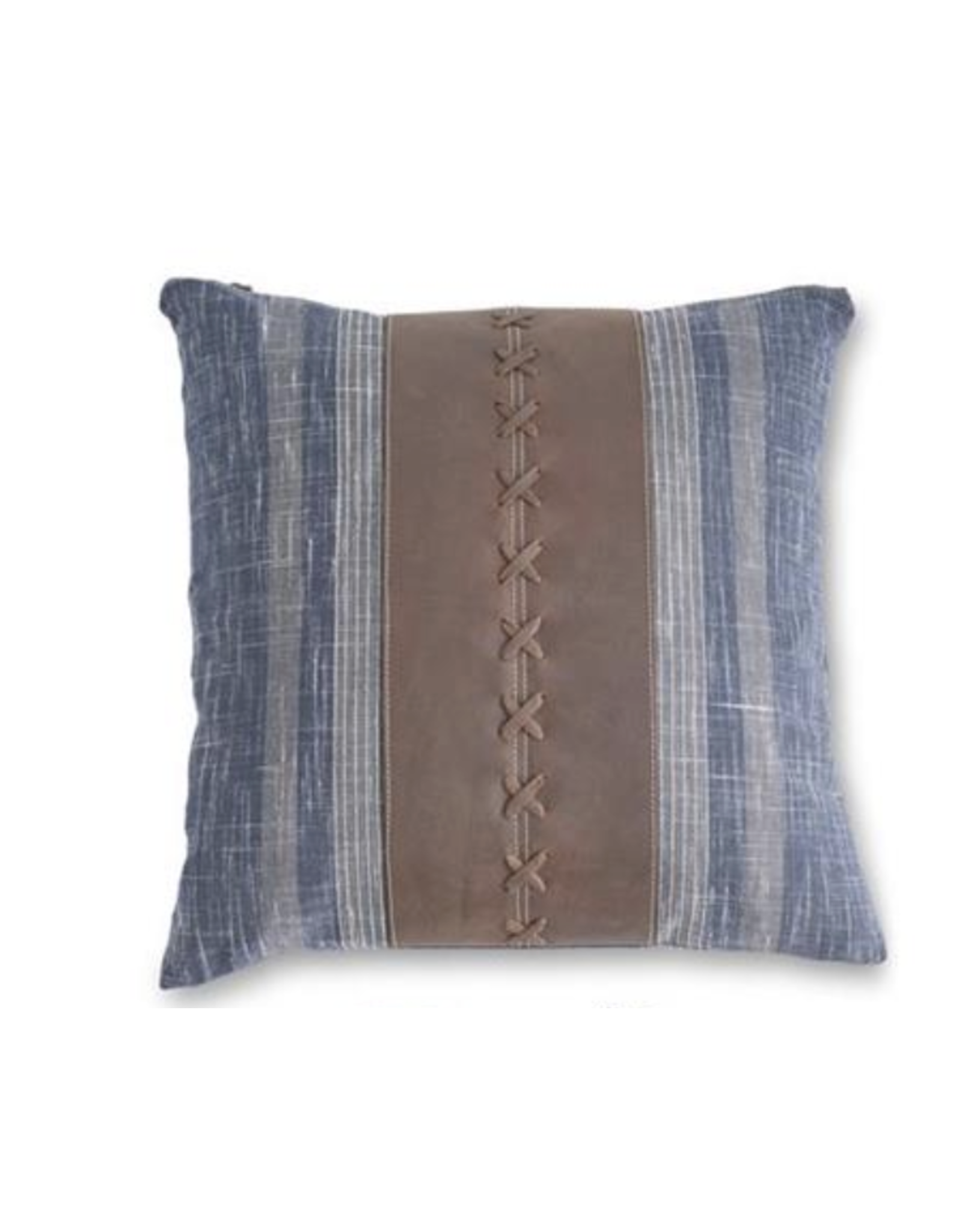 K & K 20" Square Pillow with Leather Accent