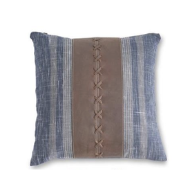 K & K 20" Square Pillow with Leather Accent