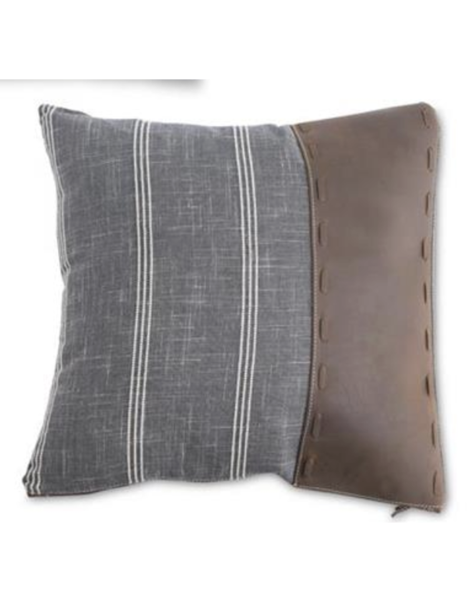 K & K 20" Square Pillow with Leather Accent