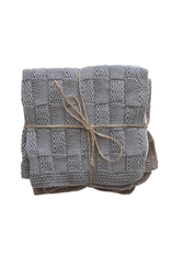 Bloomingville Cotton Woven Dishcloth, Cream, Cocoa & Charcoal, set of 3