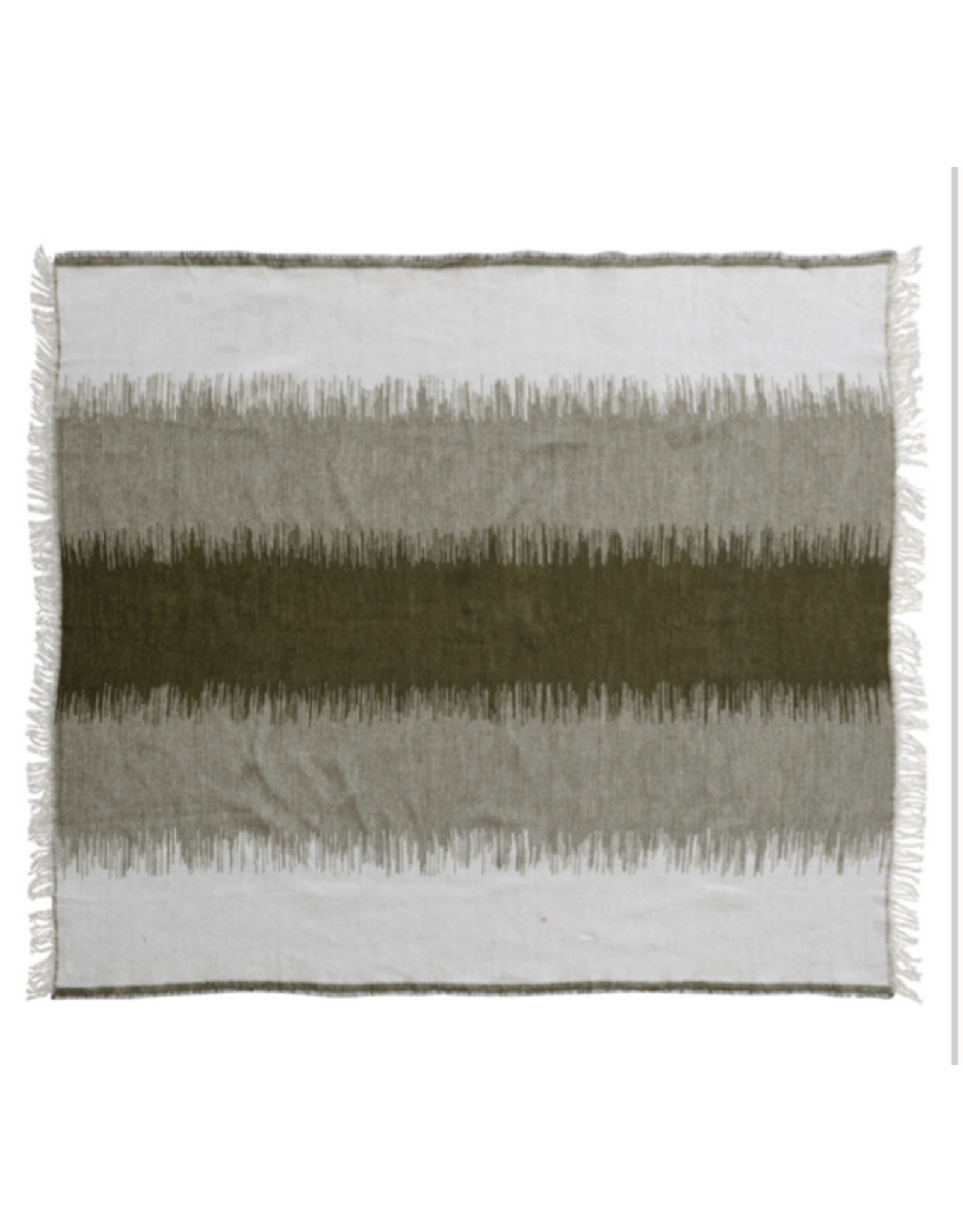 Bloomingville Olive Stripes with Fringe Throw, 50 x 60