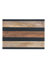 Bloomingville Mango Wood Cheese/Cutting Board w/ Stripes, Natural & Black