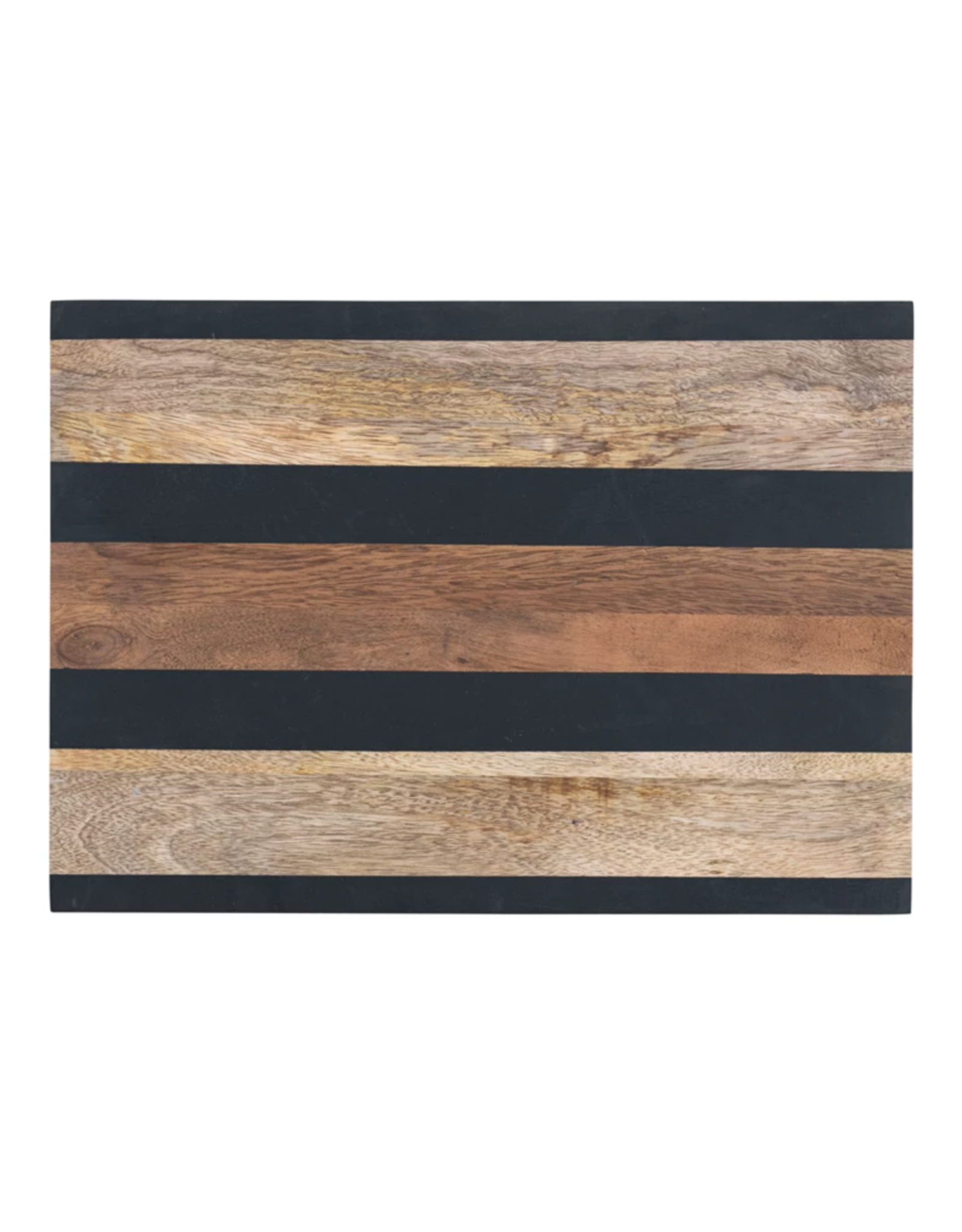 Bloomingville Mango Wood Cheese/Cutting Board w/ Stripes, Natural & Black