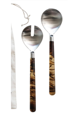 Creative Co-Op Stainless Steel Salad Servers, with Resin Finish, set of 2