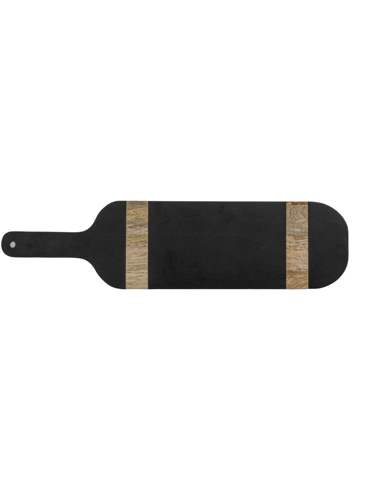 Creative Co-Op Black Mango Wood Board with Natural Inlay Stripes