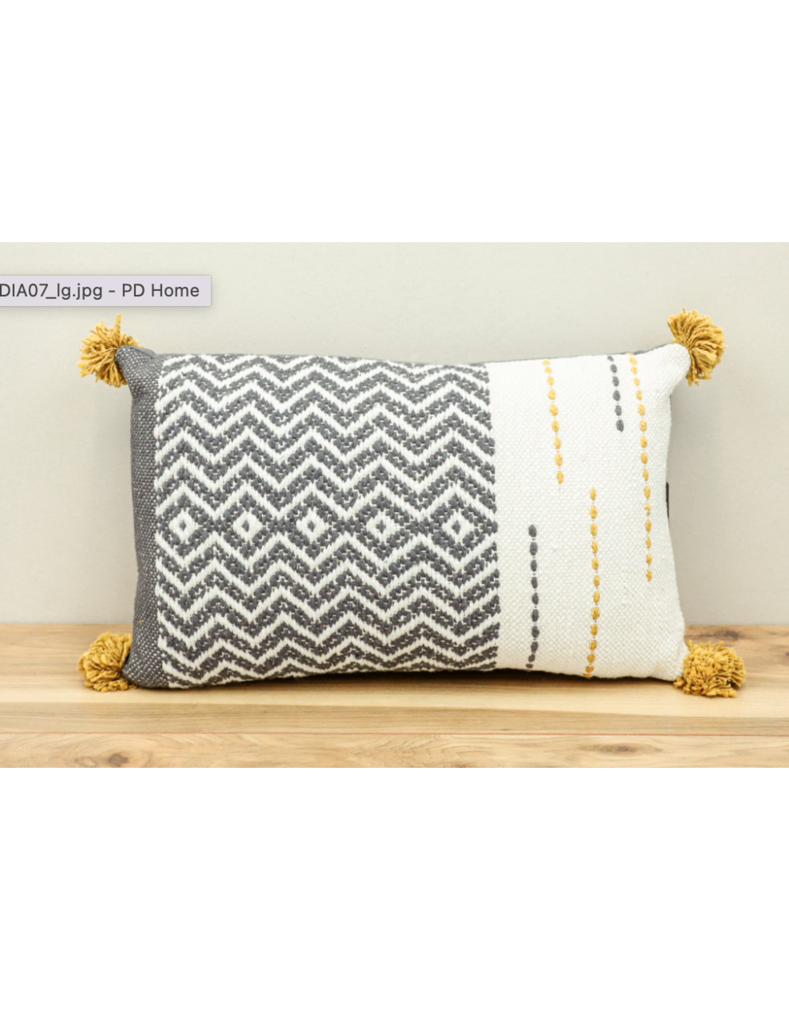 PD Home & Garden Chevron Patterned Pillow with Mustard Accents
