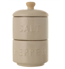 Creative Co-Op Stackable Salt/Pepper Pot with Lid