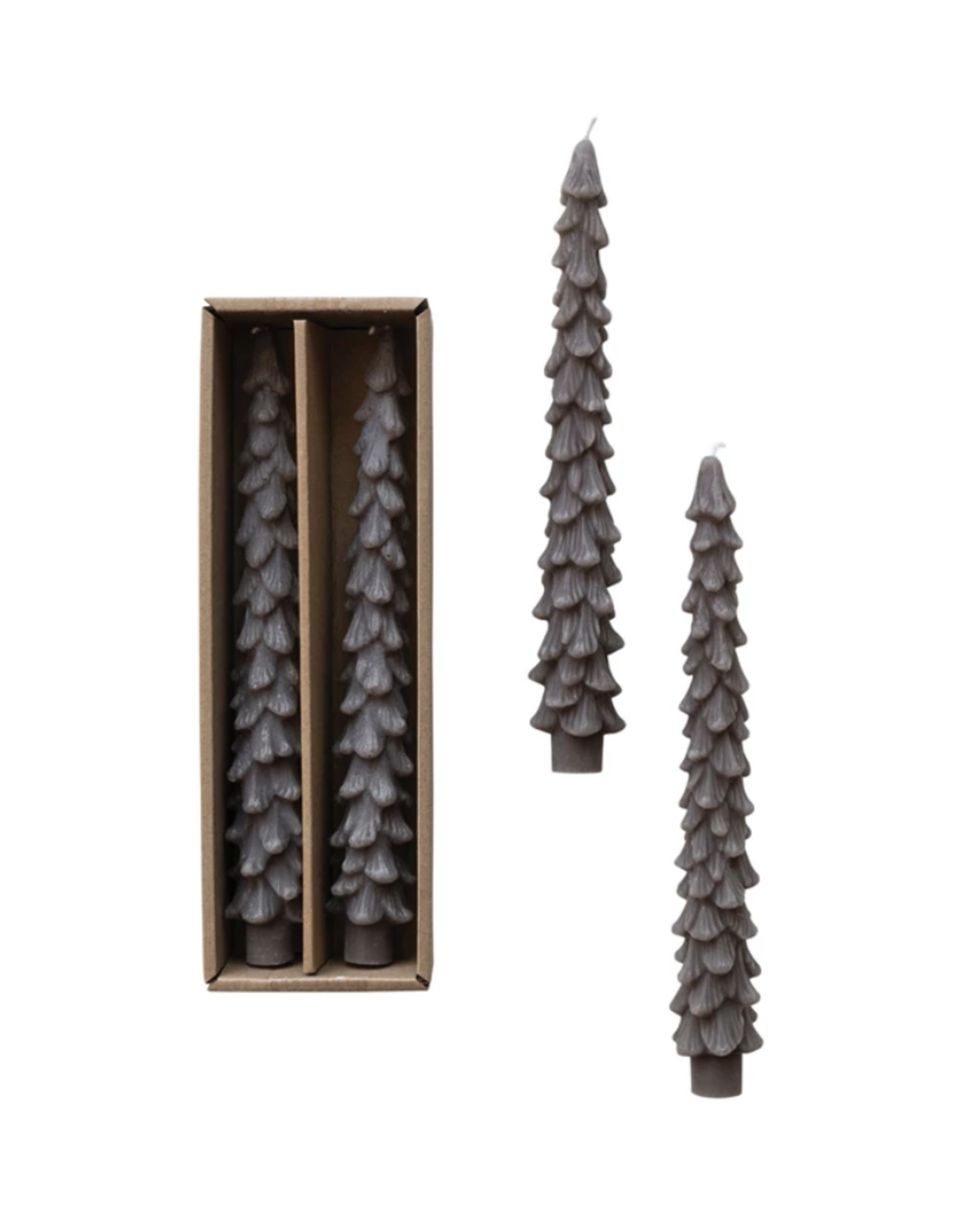 Creative Co-Op Unscented Tree Shaped Taper Candles, set of 2