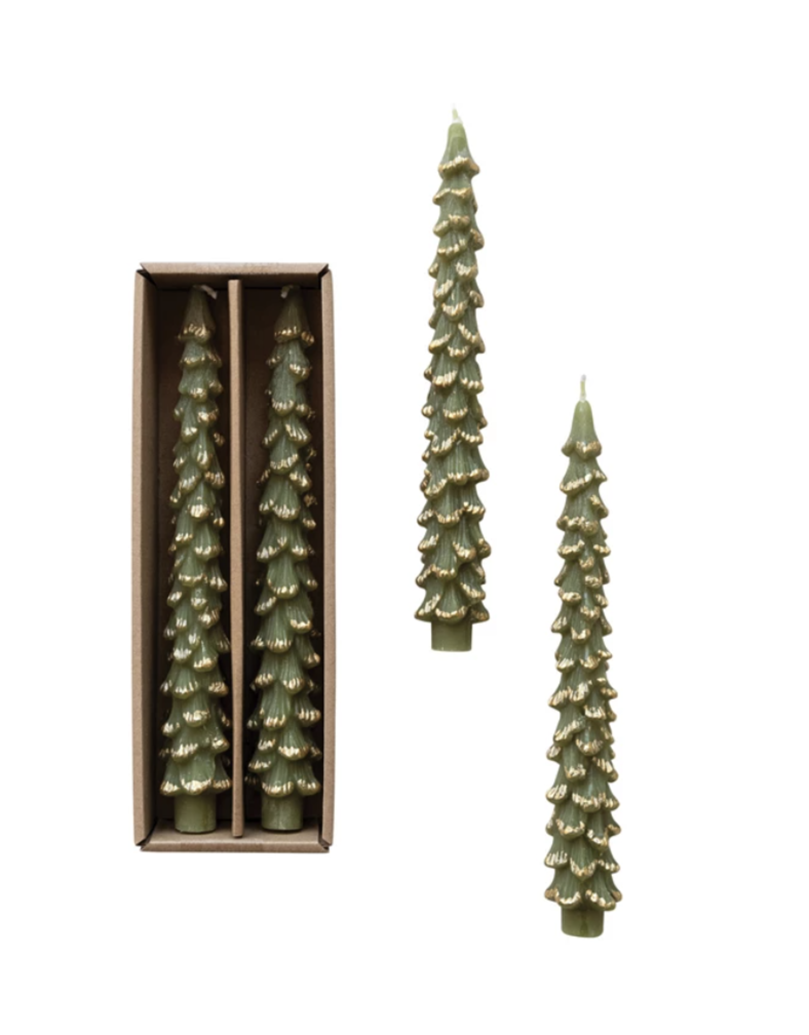 Creative Co-Op Unscented Tree Shaped Taper Candles, set of 2