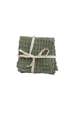 Bloomingville Stonewashed Cotton Waffle Weave Dish Cloths, Green, Set of 3