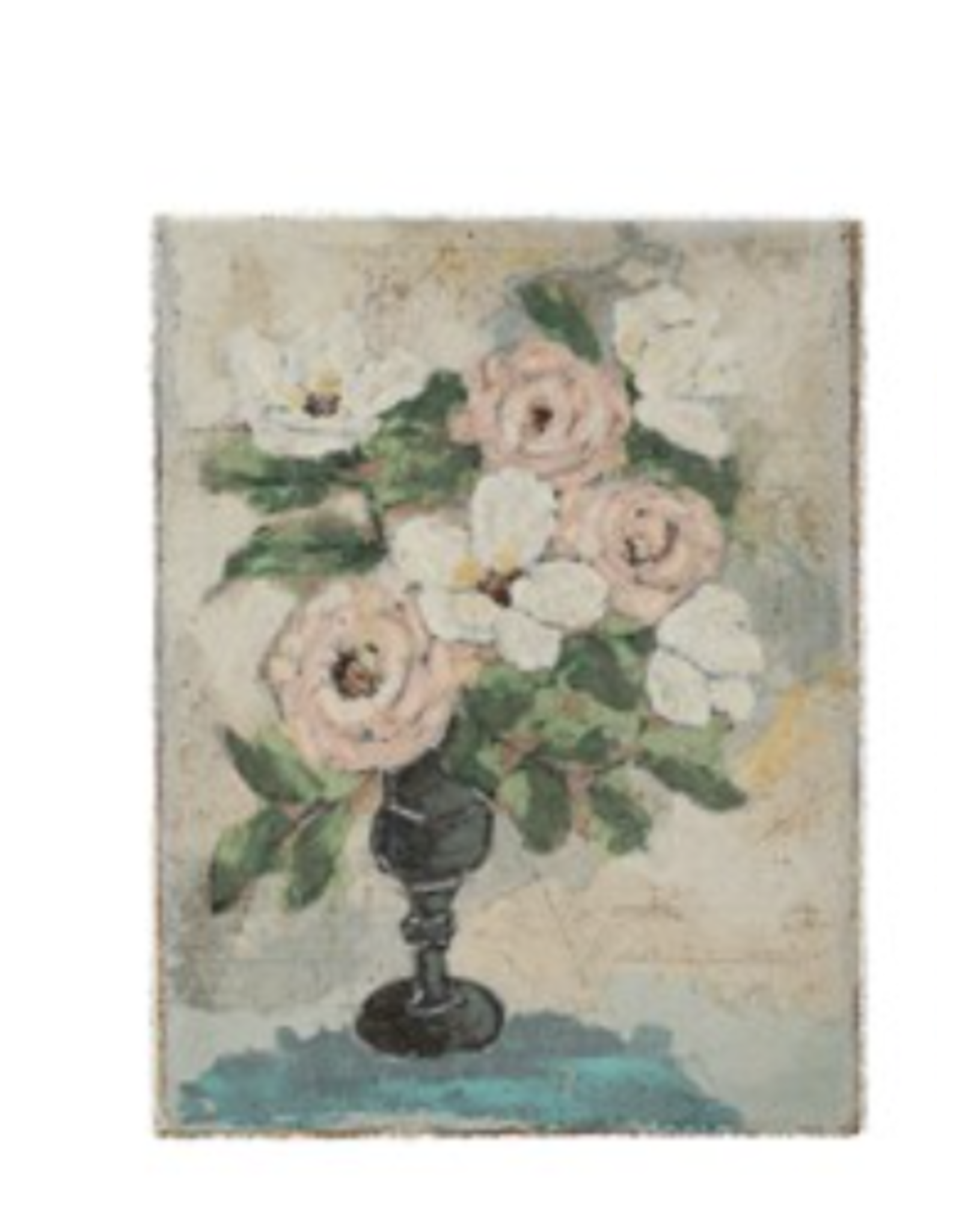 Creative Co-Op Canvas Wall Décor w/ Flowers in Vase