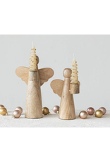 Creative Co-Op 10" Wood Angel Taper Holder