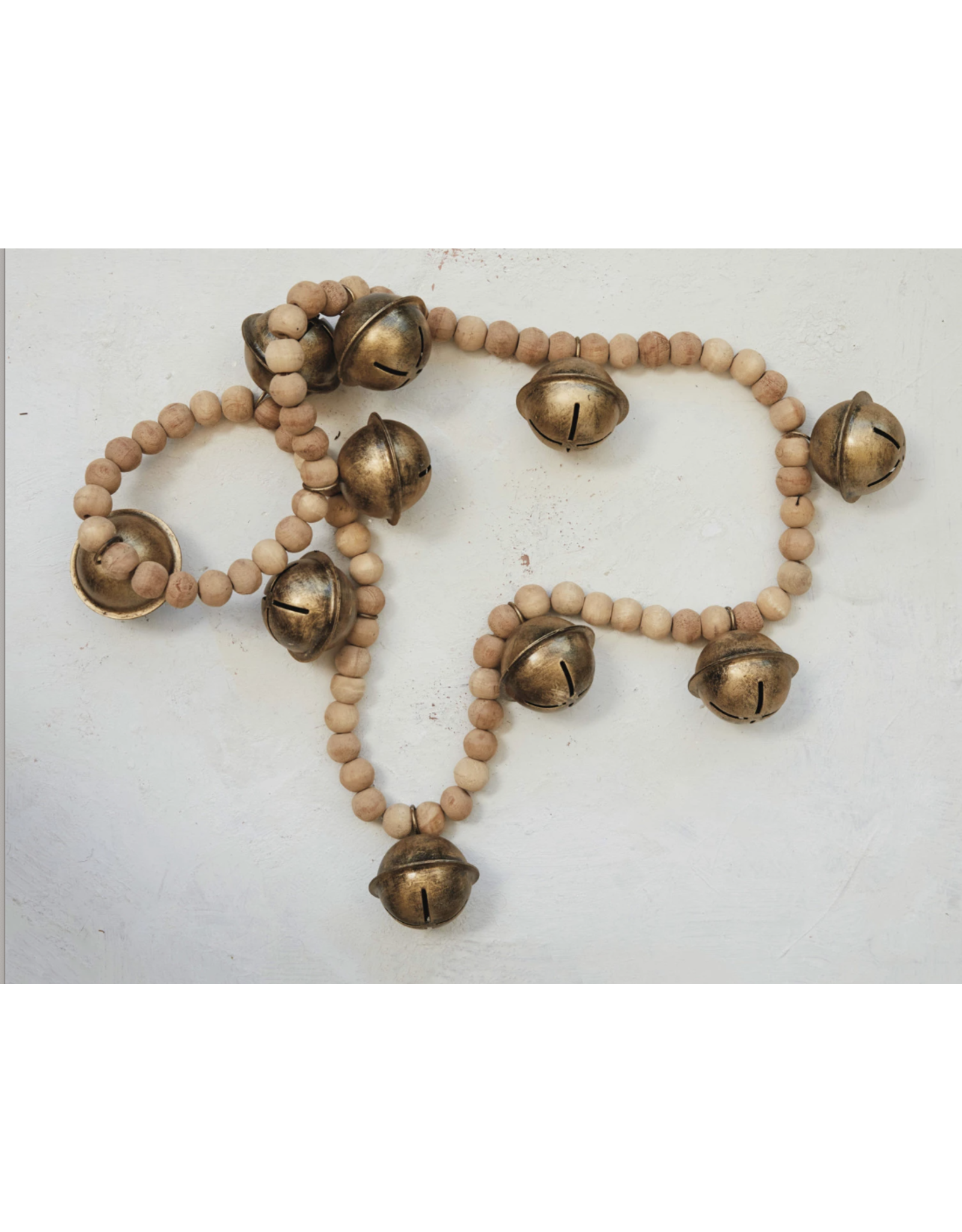 Creative Co-Op Wood Bead & Metal Bell Bunch